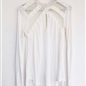 Free People High Neck Lace Shirt